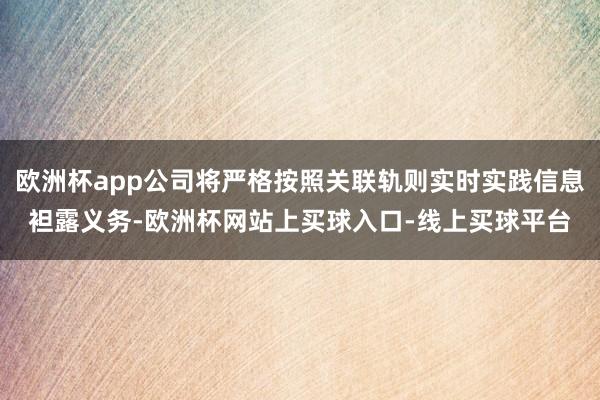 欧洲杯app公司将严格按照关联轨则实时实践信息袒露义务-欧洲杯网站上买球入口-线上买球平台