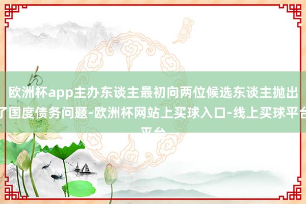 欧洲杯app主办东谈主最初向两位候选东谈主抛出了国度债务问题-欧洲杯网站上买球入口-线上买球平台