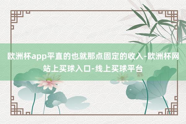 欧洲杯app平直的也就那点固定的收入-欧洲杯网站上买球入口-线上买球平台