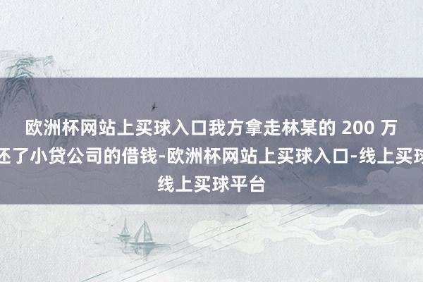 欧洲杯网站上买球入口我方拿走林某的 200 万元后还了小贷公司的借钱-欧洲杯网站上买球入口-线上买球平台