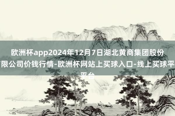 欧洲杯app2024年12月7日湖北黄商集团股份有限公司价钱行情-欧洲杯网站上买球入口-线上买球平台