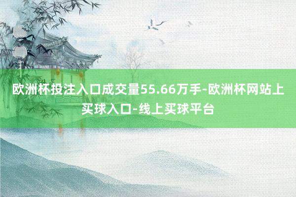 欧洲杯投注入口成交量55.66万手-欧洲杯网站上买球入口-线上买球平台