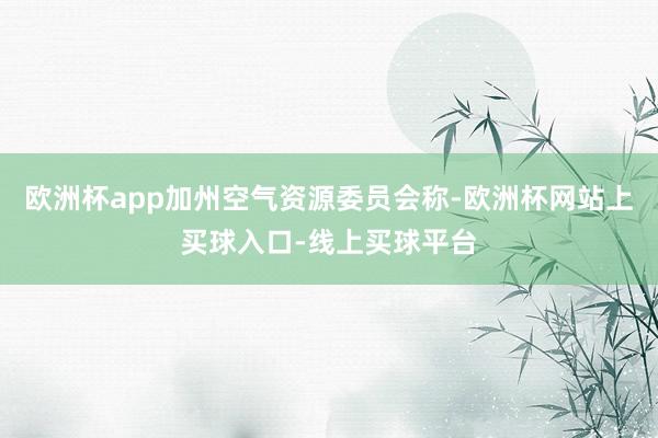 欧洲杯app加州空气资源委员会称-欧洲杯网站上买球入口-线上买球平台