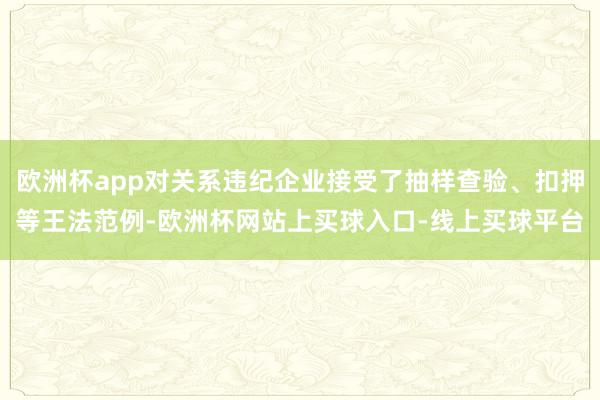 欧洲杯app对关系违纪企业接受了抽样查验、扣押等王法范例-欧洲杯网站上买球入口-线上买球平台