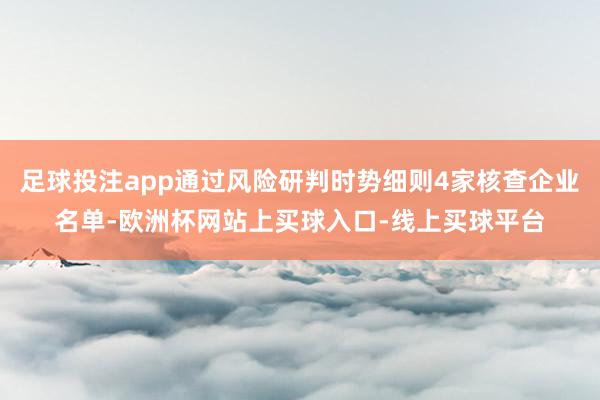 足球投注app通过风险研判时势细则4家核查企业名单-欧洲杯网站上买球入口-线上买球平台